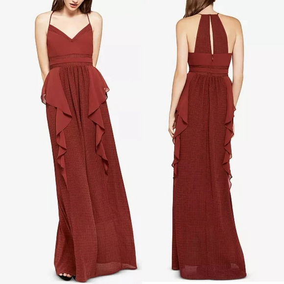 BCBGeneration Plaid Ruffle Maxi Dress Women's 4 Fairygrunge Whimsical‎ Romantic - Picture 1 of 14